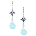 Zoe B Sterling Silver Pearl and Multi-gemstone Dangle Earrings (4.5-5 mm)