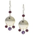 Zoe B 14k Gold over Sterling Silver Rhodolite Garnet Disc Earrings