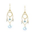 Zoe B 14k Gold over Sterling Silver Blue Topaz Chandelier Earrings