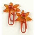 Set of 2 Brass and Glass Orange Flower Paperclips (India)