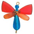 Set of 2 Beaded Red/ Blue Butterfly Magnets (India)