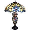 Tiffany-style Bronze Victorian Double-lit Table Lamp