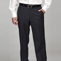 Luca Bertoni Men's Flat Front Charcoal Wool Dress Pants