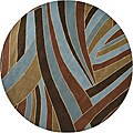 Hand-tufted Mayflower Blue/ Brown Wool Rug (6' Round)