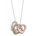 Three-tone Open Heart 'Love' Charm Necklace