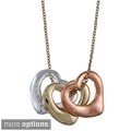 Three-tone Open Heart 'Love' Charm Necklace