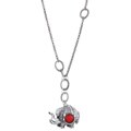 Hermosa Silvertone Created Stone Elephant Necklace