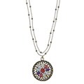 Hermosa Oxidized Goldtone Enamel and Rhinestone Flower Necklace