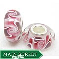 Bleek2Sheek Murano Glass Pink, Black and White Charm Beads (Set of 2)