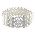 Sterling Silver Freshwater Pearl and Cubic Zirconia Bracelet (6.5-7 mm)