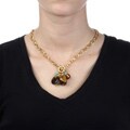 Alexa Starr Goldtone Tiger's Eye and Turquoise Toggle Necklace