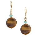 Alexa Starr Goldtone Tiger's Eye and Turquoise Drop Earrings