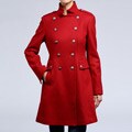 Nicole Miller Women's Scarlet Wool Lace-up Back Military Coat