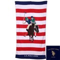 Roadmap relating to Usa Jukebox U.S. Polo Association Rugby Stripe 34x64 Red and White Beach Towel