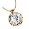 American Coin Treasures Silver Walking Liberty Half Dollar Crystal Bail Pendant