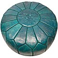 Leather Aqua Green Pouf Ottoman (Morocco)