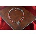 Sterling Silver Dainty Turquoise and Coral Necklace (China)