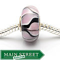 Bleek2Sheek Murano Glass Black with Pink Fringe Charm Beads (Set of 2)