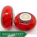 Bleek2Sheek Murano Glass Red Helix Charm Beads (Set of 2)
