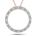 10k Pink Gold 1/10ct TDW Diamond Circle Necklace (G-H, I2-I3)