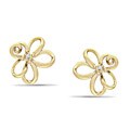 10k Yellow Gold Diamond Accent Flower Earrings