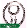 Bleek2Sheek Silver and Steel Black/ Silver Crystal Twirl Jewelry Set