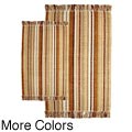 Set of 2 Hand-woven Striped Ribbed Cotton Rugs (1'9 x 2'10/ 2'3 x 3'6)