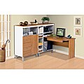 Bestar Vogue Cappuccino Cherry and Slate L-shaped Desk