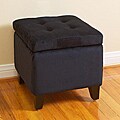 Square Black Microfiber Storage Ottoman