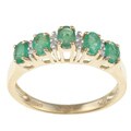 10k Yellow Gold Emerald and Diamond Accent Ring (Size 7)