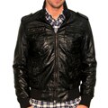 191 Unlimited Men's Faux Leather Stand Collar Jacket