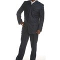 Ferrecci Men's Navy Linen Mandarin Collar Suit