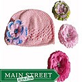 Bow Clippeez 2 Envy Crocheted Hat with Boutique Flower Clip