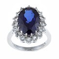 Sterling Essentials Sterling Silver Created Blue Sapphire and White Topaz ...