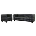 Arriga 2-piece Black Leather Modern Sofa Set