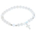 Crystale Silverplated Mother of Pearl and Crystal Cross Bracelet