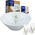Corelle White Flower Serving Bowl and Salt/ Pepper Set