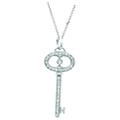 Sterling Silver 1/5ct TDW Diamond Oval Key Necklace (H-I, I1-I2)
