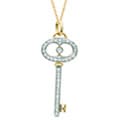 Sterling Silver and 14k Gold 1/5ct TDW Diamond Oval Key Necklace (H-I, I1-I2)