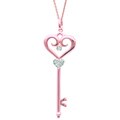 14k Gold and Sterling Silver Diamond Accent Fleur de Lis Key Necklace