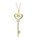 14k Gold and Sterling Silver Diamond Accent Fleur de Lis Key Necklace