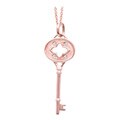 14k Pink Gold and Sterling Silver Diamond Accent Clover Oval Key Necklace