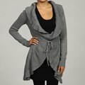 RD Style Women's Grey Ruffled Tie-front Cardigan