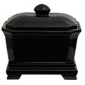 Porcelain 8-inch Black Landscape Covered Jar (China)