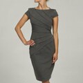 London Times Grey Sunburst Seamed Sheath Dress