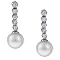 14k White Gold Pearl and 2/5ct TDW Diamond Earrings (G-H, VS1-VS2) (9-9.5 mm)