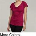 Cable & Gauge Women's Flutter Sleeve Pleated Top