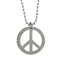 Stainless Steel Men's Beaded Peace Sign Necklace