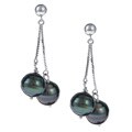 Pearls For You 14k White Gold Tahitian Pearl Dangle Earrings (10-11 mm)