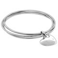 Silvertone Clear Cubic Zirconia Heart Dangle Bangle Bracelet